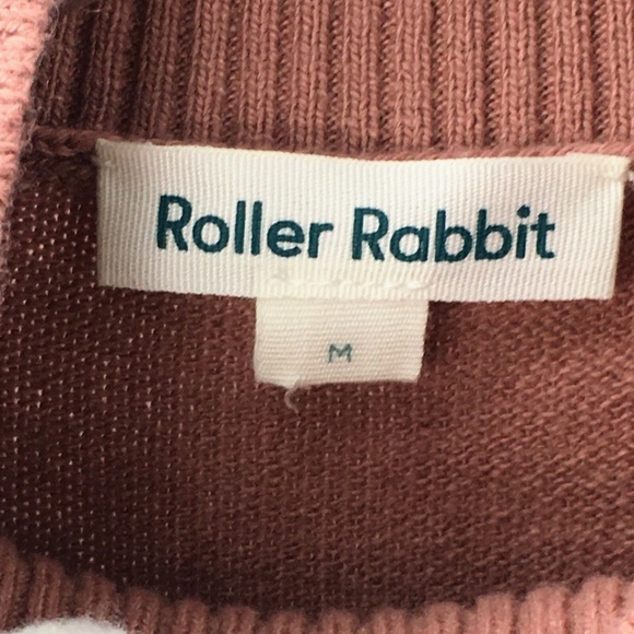 Roller Rabbit Womens Sweater Cashmere Blend 2fer Mock Neck 3/4 Sleeve Sz M - Picture 10 of 11